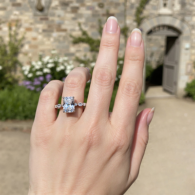 5.95CT Radiant Cut VVS Moissanite Halo Engagement Ring