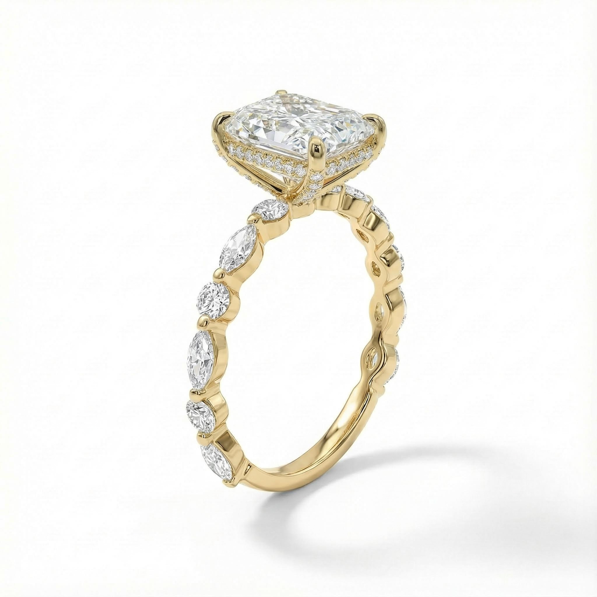 2.73ct TCW Radiant Cut VVS Moissanite Halo Engagement Ring