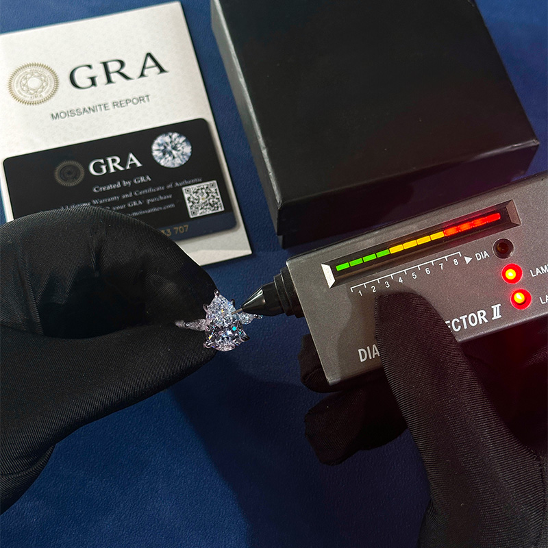 5.73CT Pear Cut VVS Moissanite Halo Engagement Ring