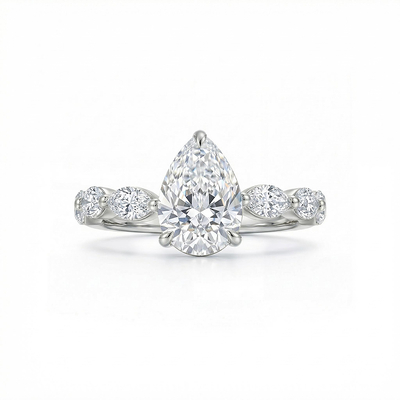 5.73CT Pear Cut VVS Moissanite Halo Engagement Ring
