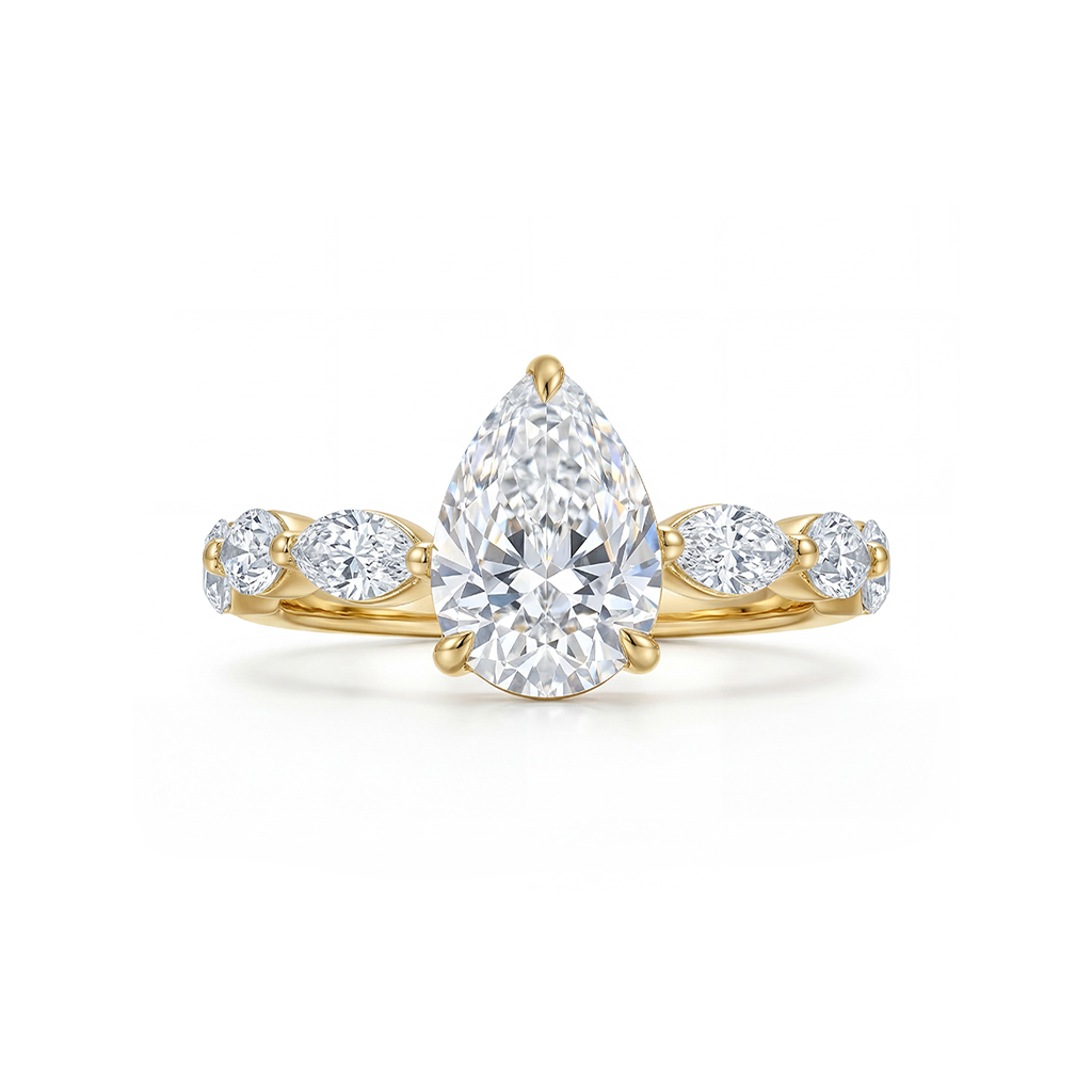 5.46ct TCW Pear Cut VVS Moissanite Halo Engagement Ring