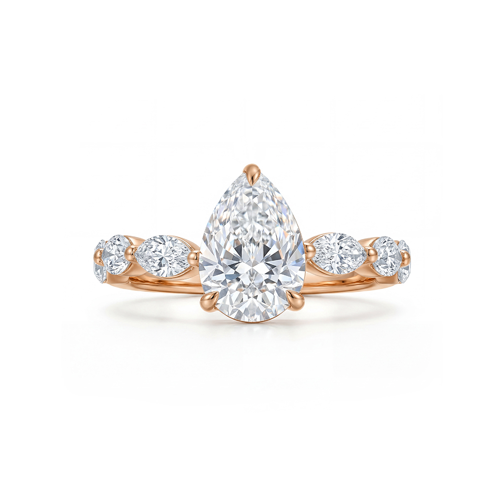 5.46ct TCW Pear Cut VVS Moissanite Halo Engagement Ring