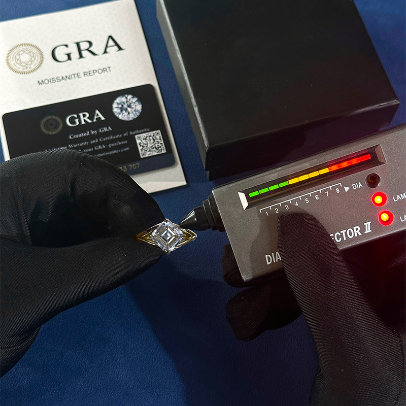 3CT Asscher Cut VVS Moissanite Solitaire Engagement Ring