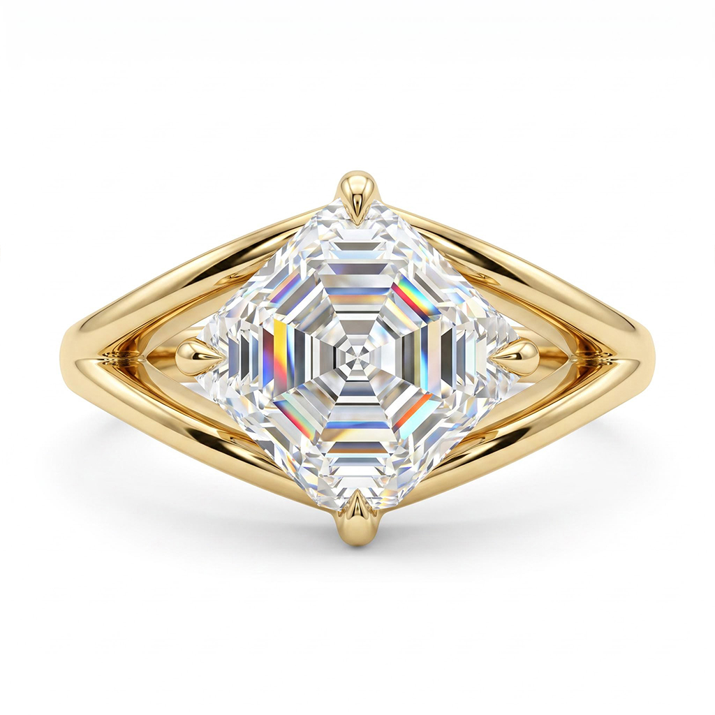 2.5 CT Asscher Cut VVS Moissanite Solitaire Engagement Ring 2.5 CT Asscher Cut VVS Moissanite Solitaire Engagement Ring