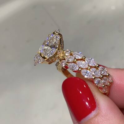 8.95CT Oval Cut VVS Moissanite Pave Engagement Ring Sets