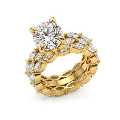 8.95CT Oval Cut VVS Moissanite Pave Engagement Ring Sets