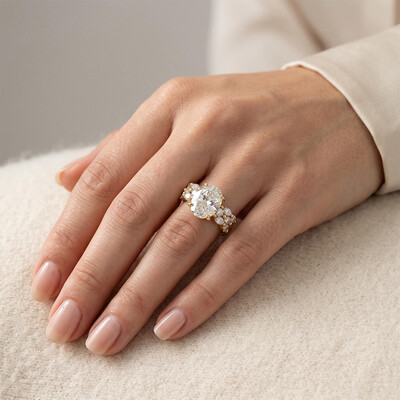 8.95CT Oval Cut VVS Moissanite Pave Engagement Ring Sets