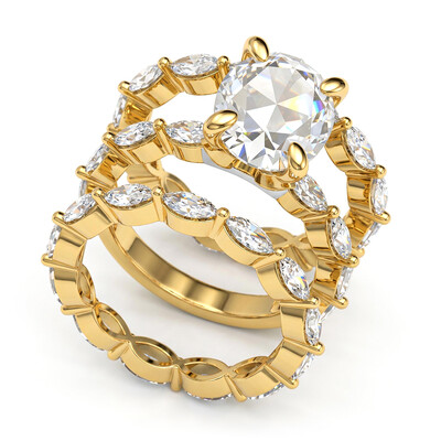 8.95CT Oval Cut VVS Moissanite Pave Engagement Ring Sets