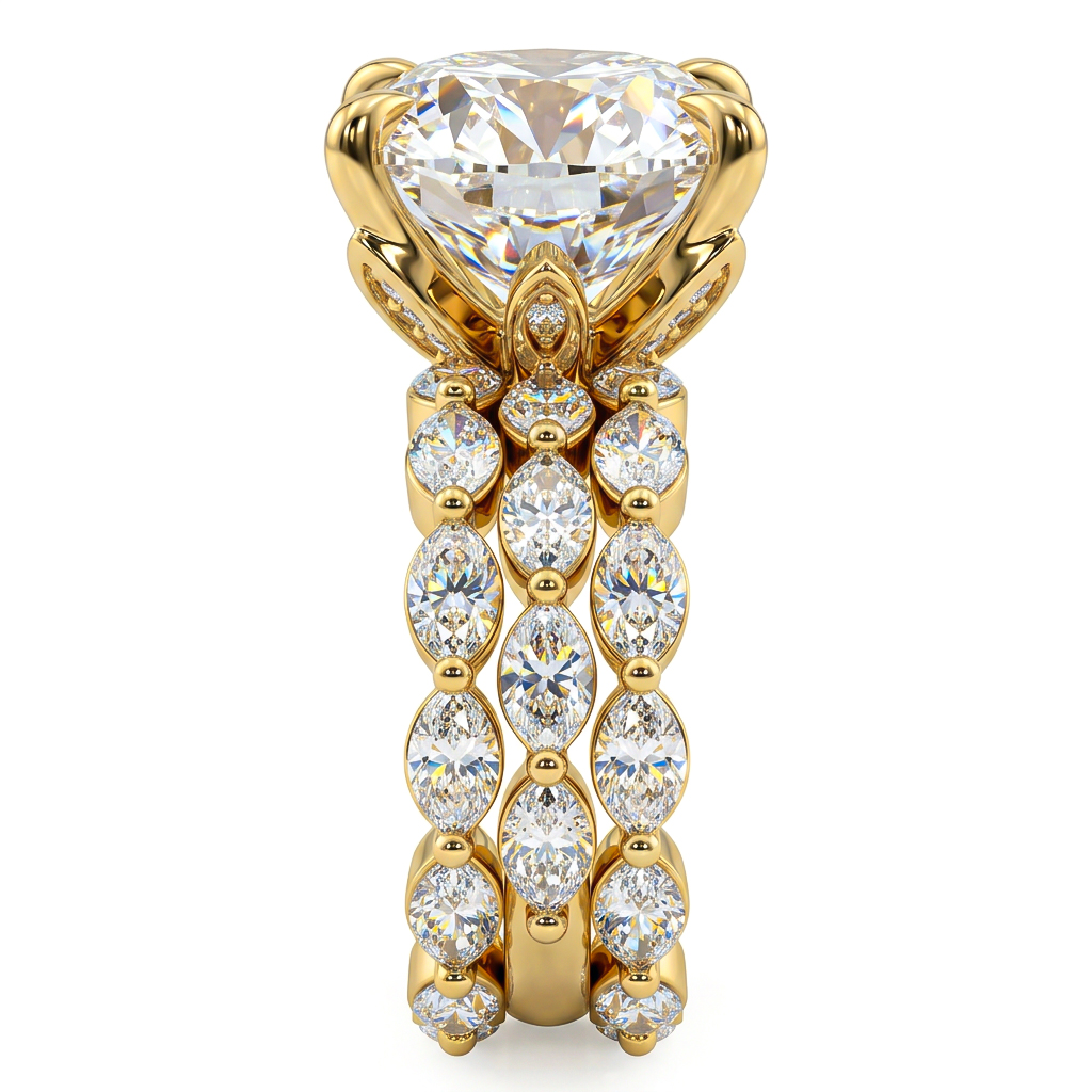 8.95CT Oval Cut VVS Moissanite Pave Engagement Ring Sets