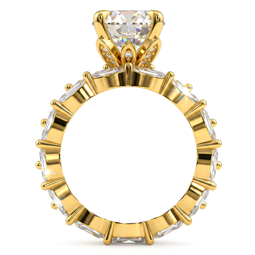 8.95CT Oval Cut VVS Moissanite Pave Engagement Ring Sets