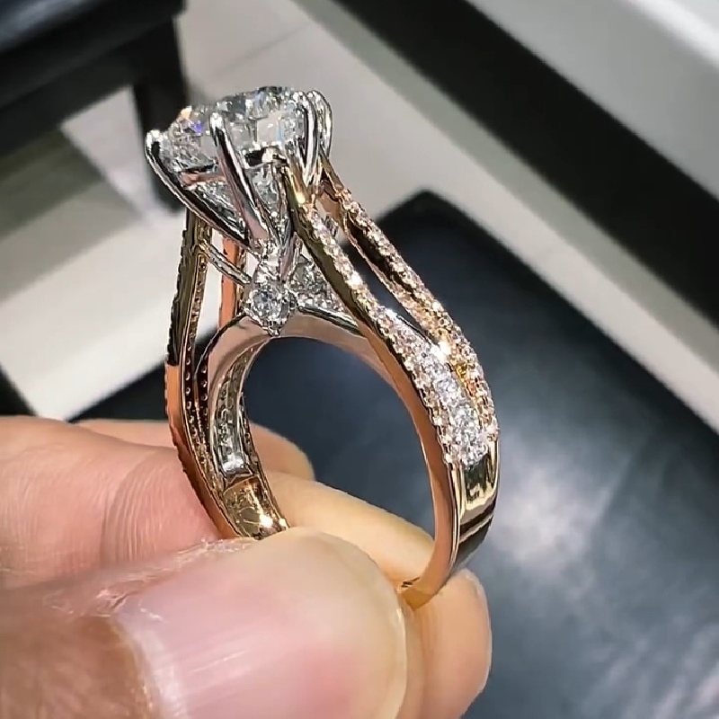 4.63CT Round Cut VVS Moissanite Pave Engagement Ring