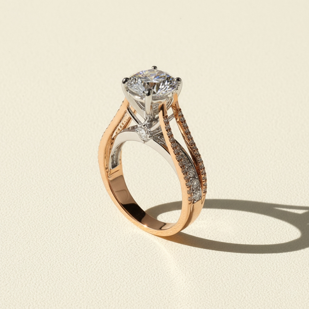 4.63CT Round Cut VVS Moissanite Pave Engagement Ring