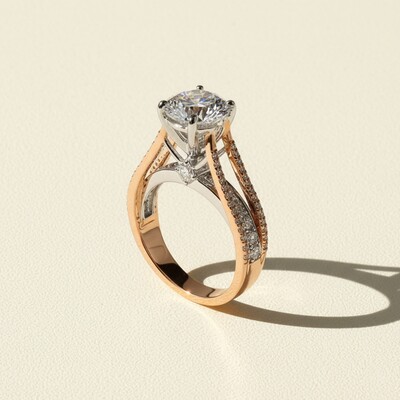 4.63CT Round Cut VVS Moissanite Pave Engagement Ring