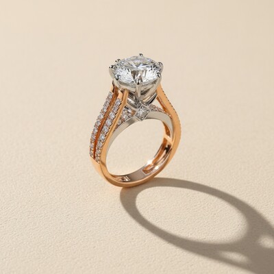 4.63CT Round Cut VVS Moissanite Pave Engagement Ring