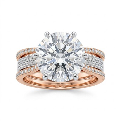 4.63CT Round Cut VVS Moissanite Pave Engagement Ring