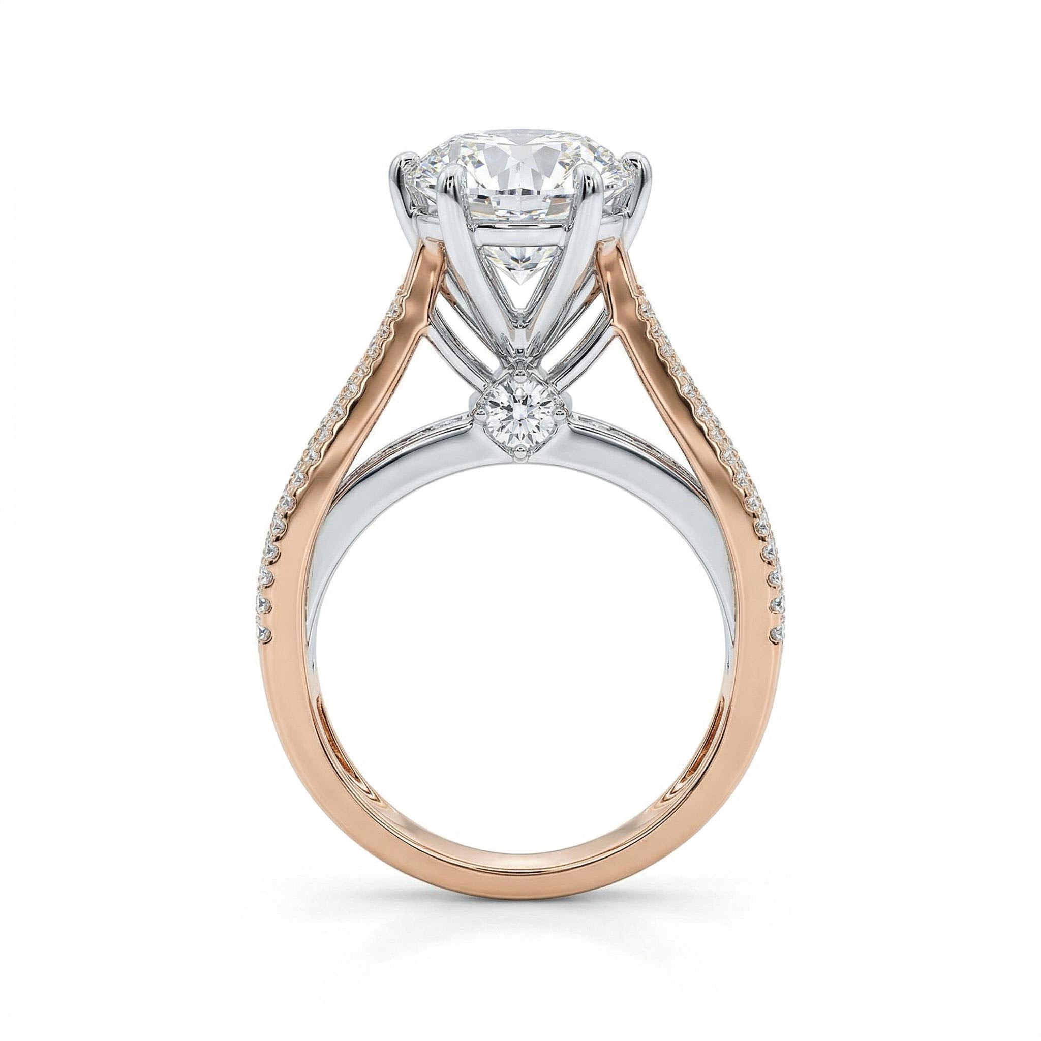 4.63CT Round Cut VVS Moissanite Pave Engagement Ring