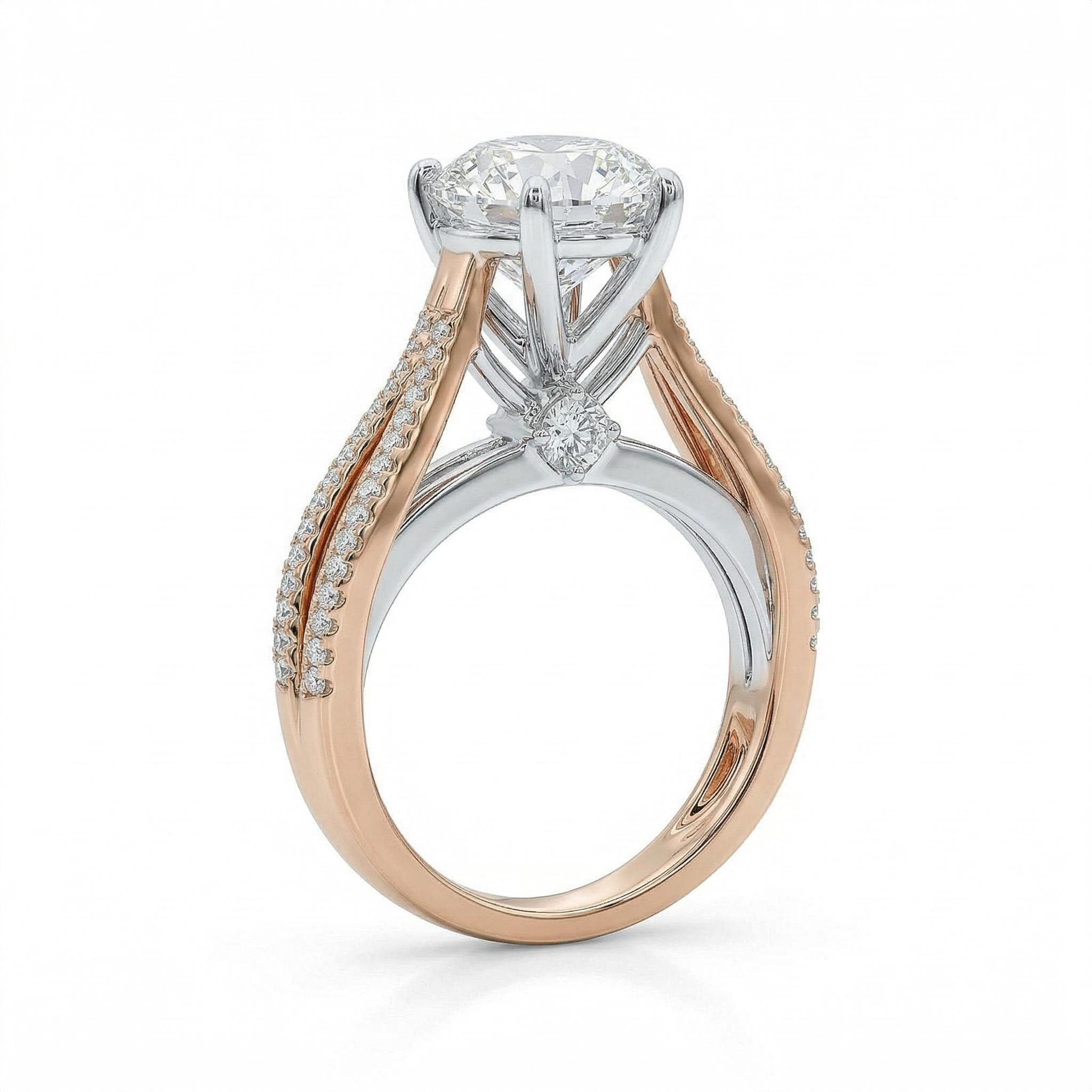 4.63CT Round Cut VVS Moissanite Pave Engagement Ring