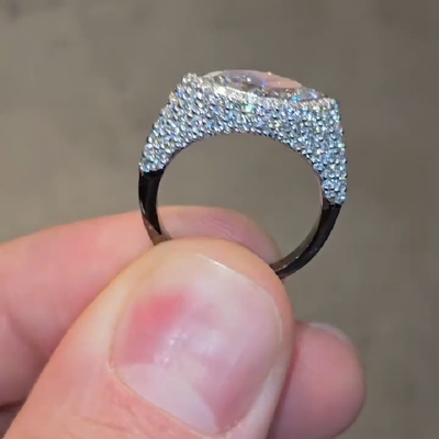 3.85CT Marquise Cut VVS Moissanite Pave Engagement Ring