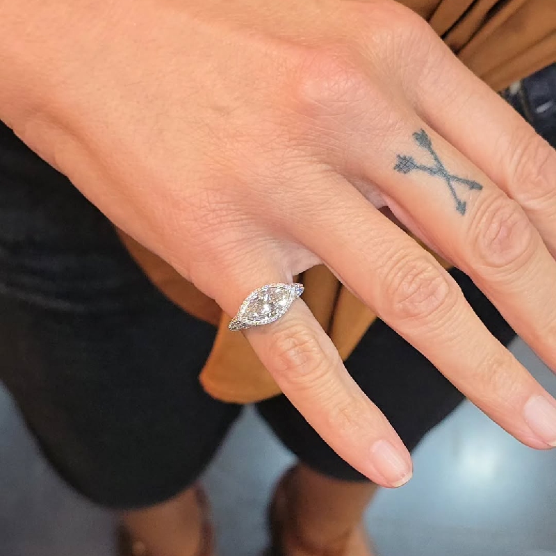 3.85CT Marquise Cut VVS Moissanite Pave Engagement Ring