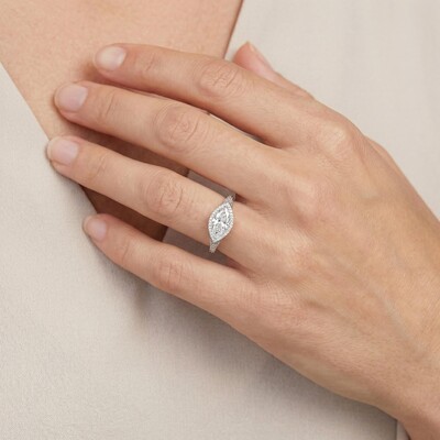 3.85CT Marquise Cut VVS Moissanite Pave Engagement Ring