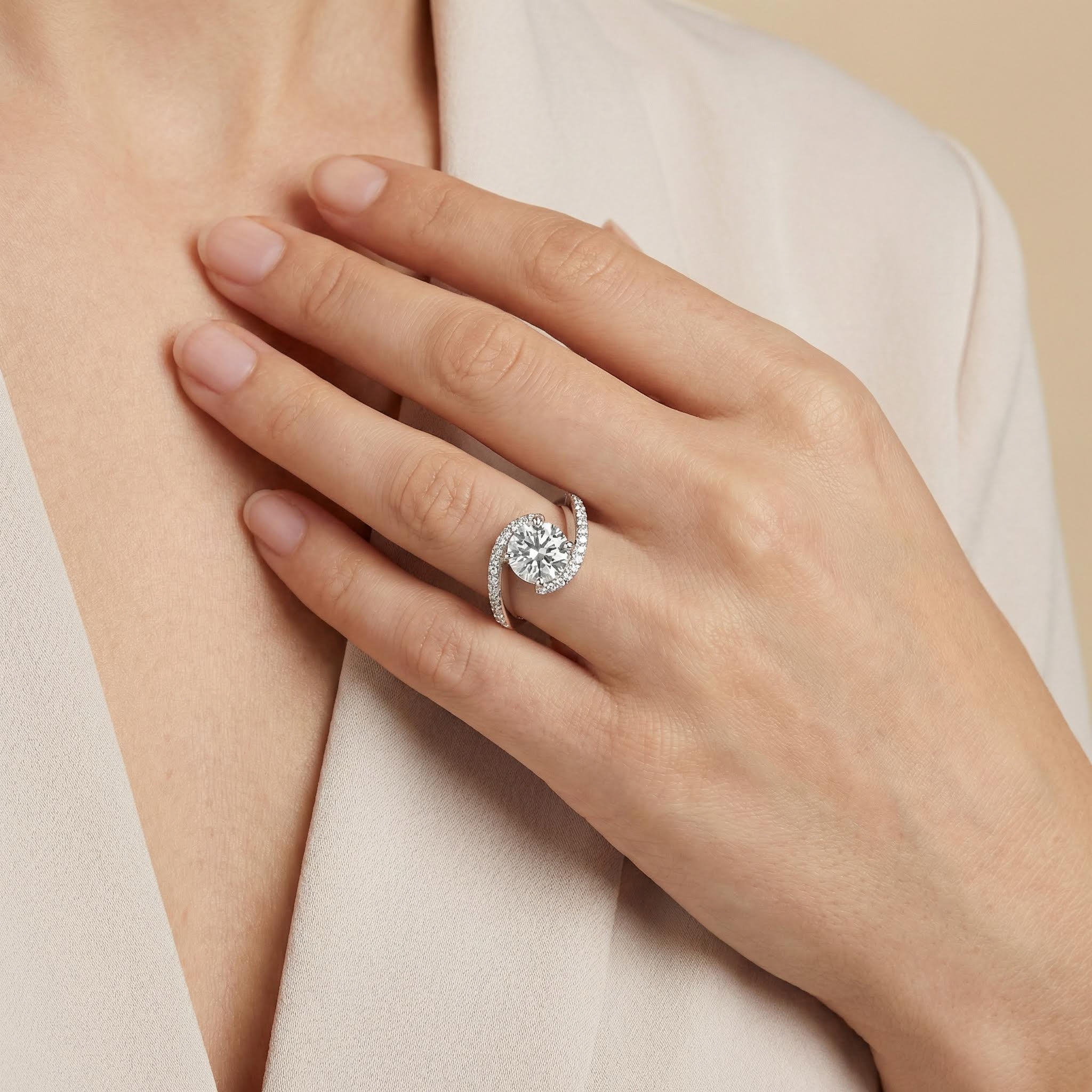 2.75CT Round Cut VVS Moissanite Pave Engagement Ring