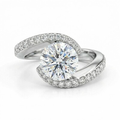 2.75CT Round Cut VVS Moissanite Pave Engagement Ring