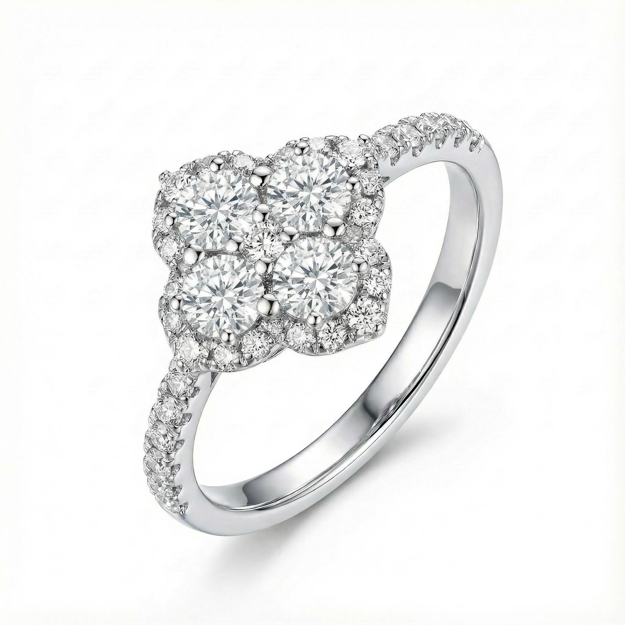 Four Leaf Clover Engagement Ring