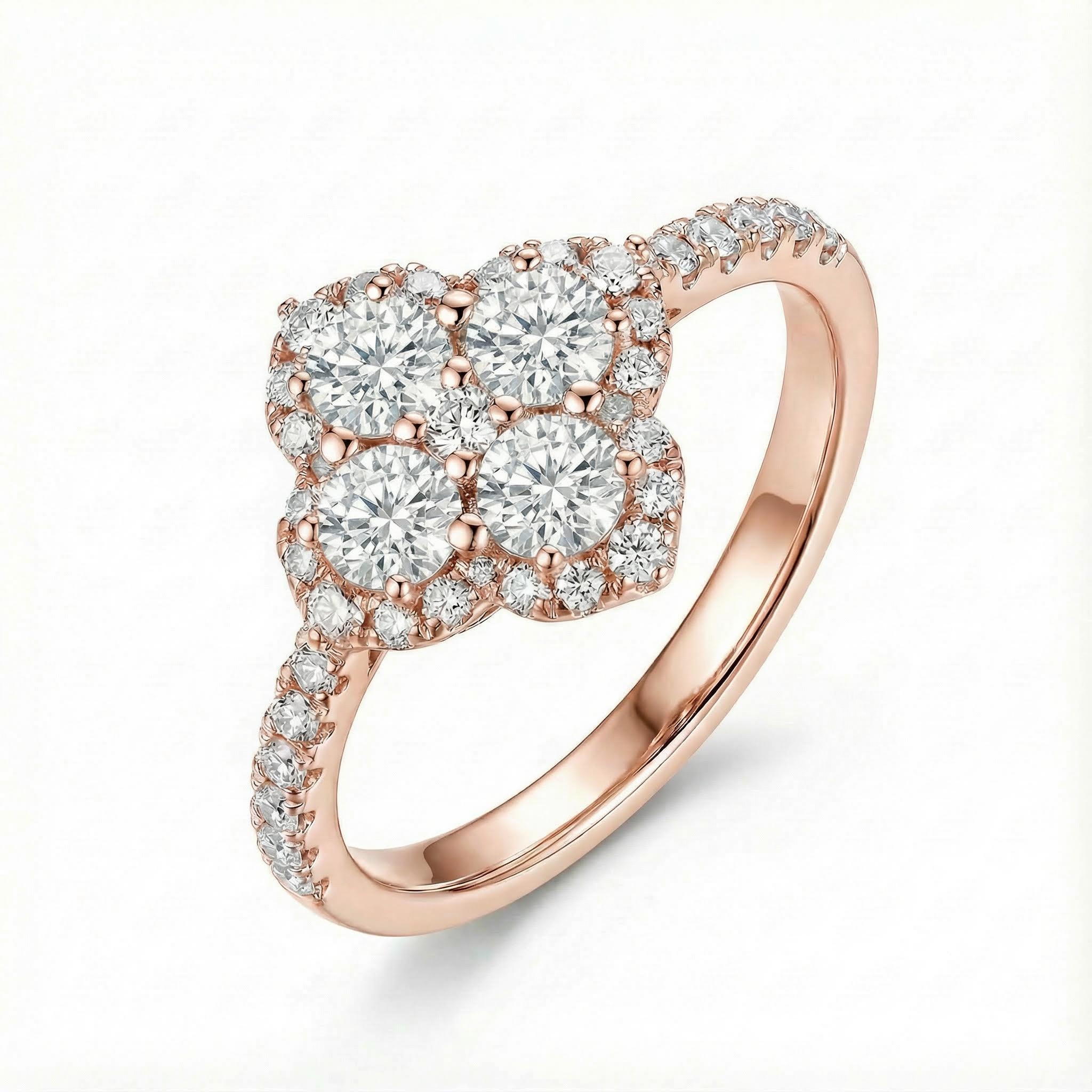 Four Leaf Clover Engagement Ring