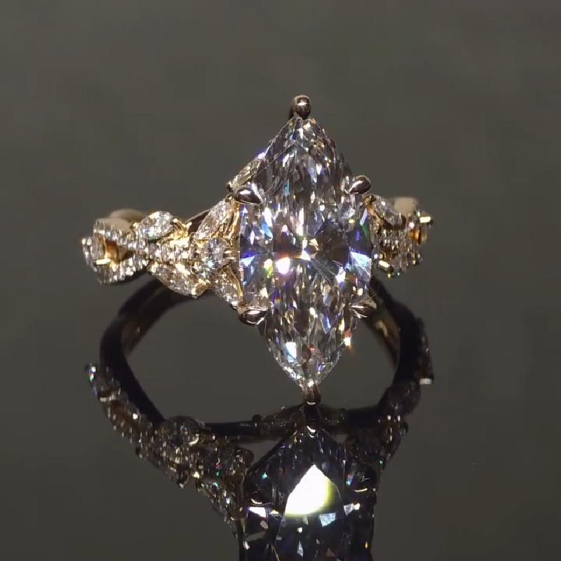 3.66CT Marquise Cut VVS Moissanite Pave Engagement Ring 3.66CT Marquise Cut VVS Moissanite Pave Engagement Ring