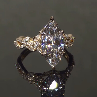 3.66CT Marquise Cut VVS Moissanite Pave Engagement Ring