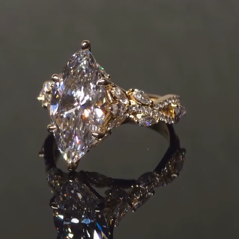 3.66CT Marquise Cut VVS Moissanite Pave Engagement Ring 3.66CT Marquise Cut VVS Moissanite Pave Engagement Ring
