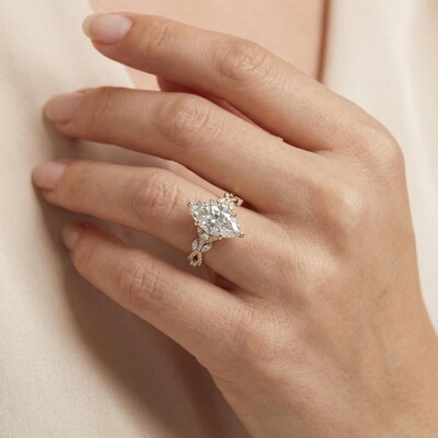 2.94ct TWC Marquise Cut VVS Moissanite Pave Engagement Ring 2.94ct TWC Marquise Cut VVS Moissanite Pave Engagement Ring