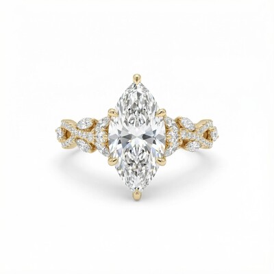 3.66CT Marquise Cut VVS Moissanite Pave Engagement Ring