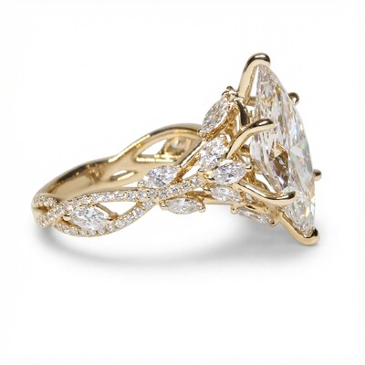 3.66CT Marquise Cut VVS Moissanite Pave Engagement Ring