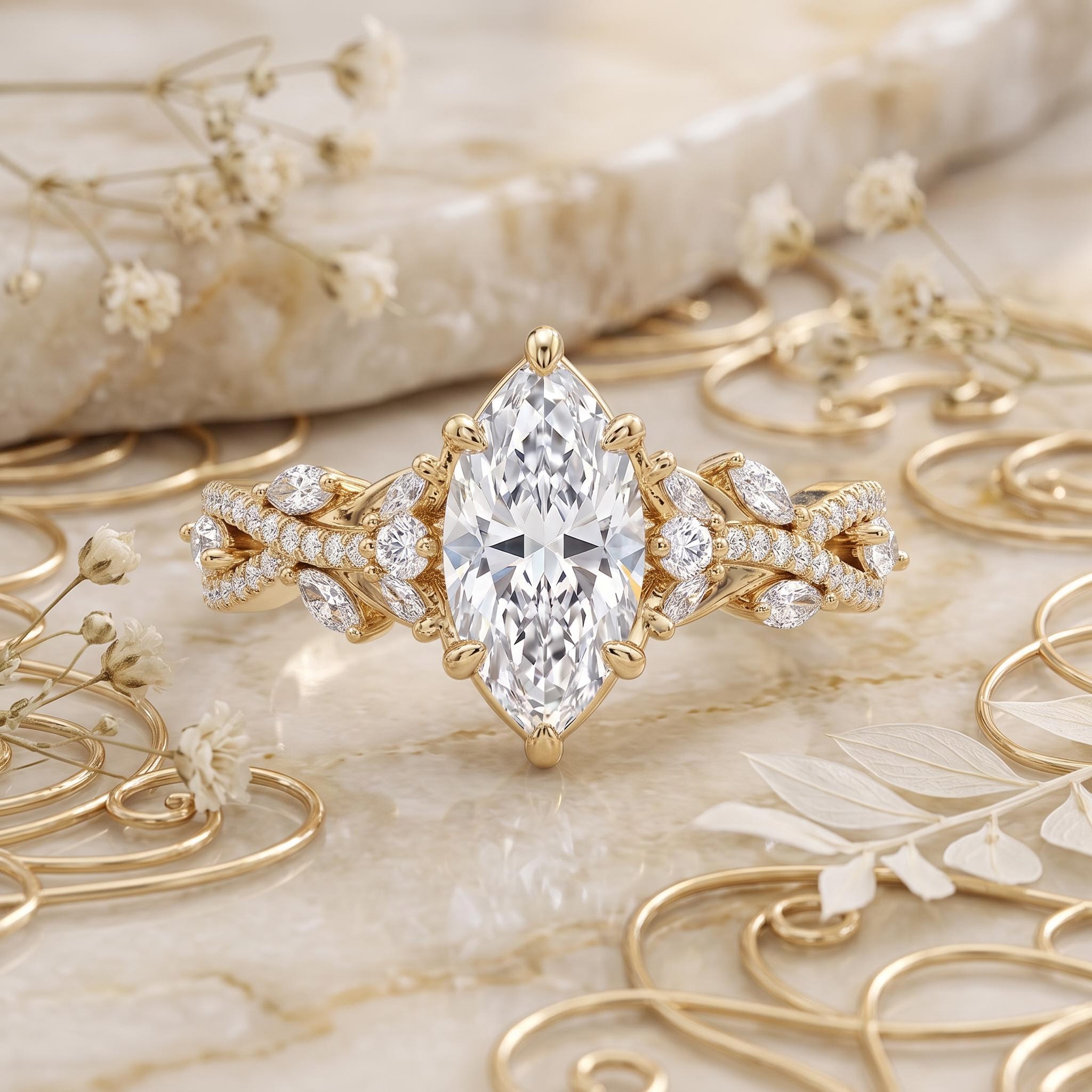 2.94ct. tw. Marquise Cut VVS Moissanite Pave Engagement Ring 2.94ct. tw. Marquise Cut VVS Moissanite Pave Engagement Ring