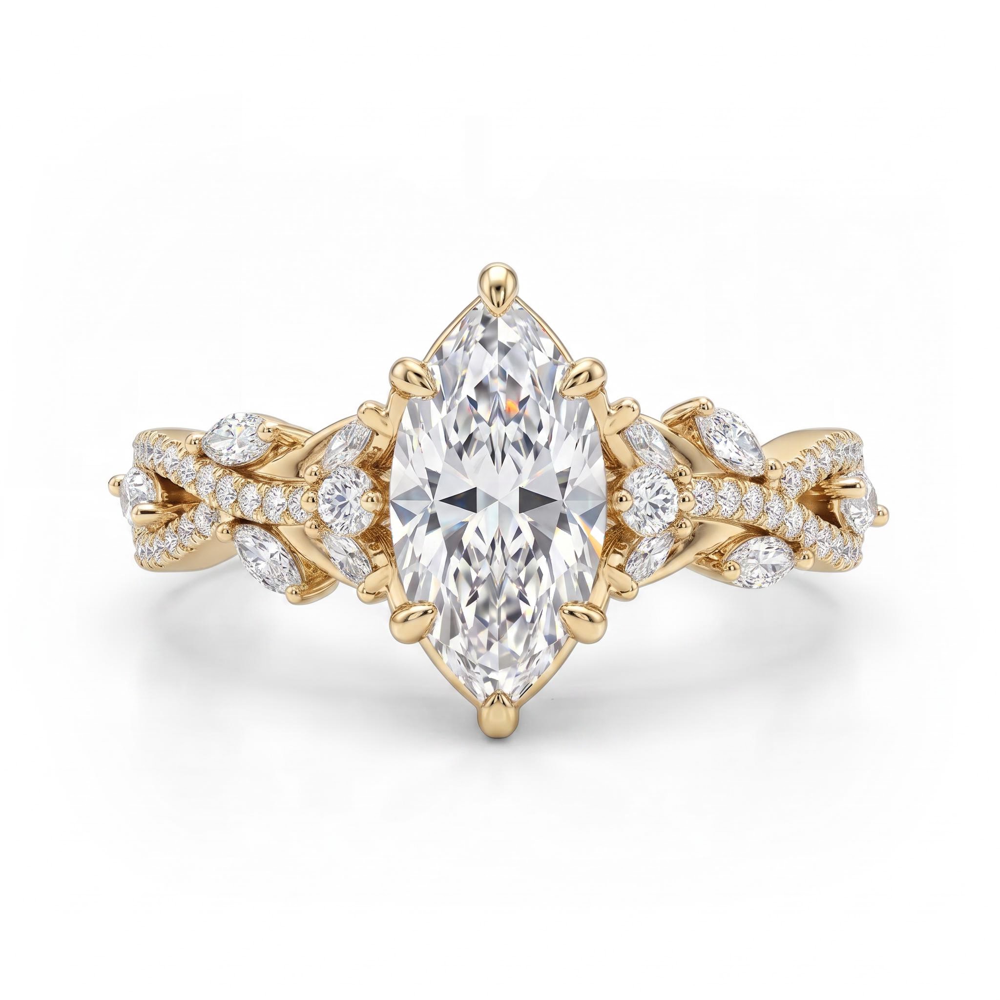 2.94ct. tw. Marquise Cut VVS Moissanite Pave Engagement Ring 2.94ct. tw. Marquise Cut VVS Moissanite Pave Engagement Ring