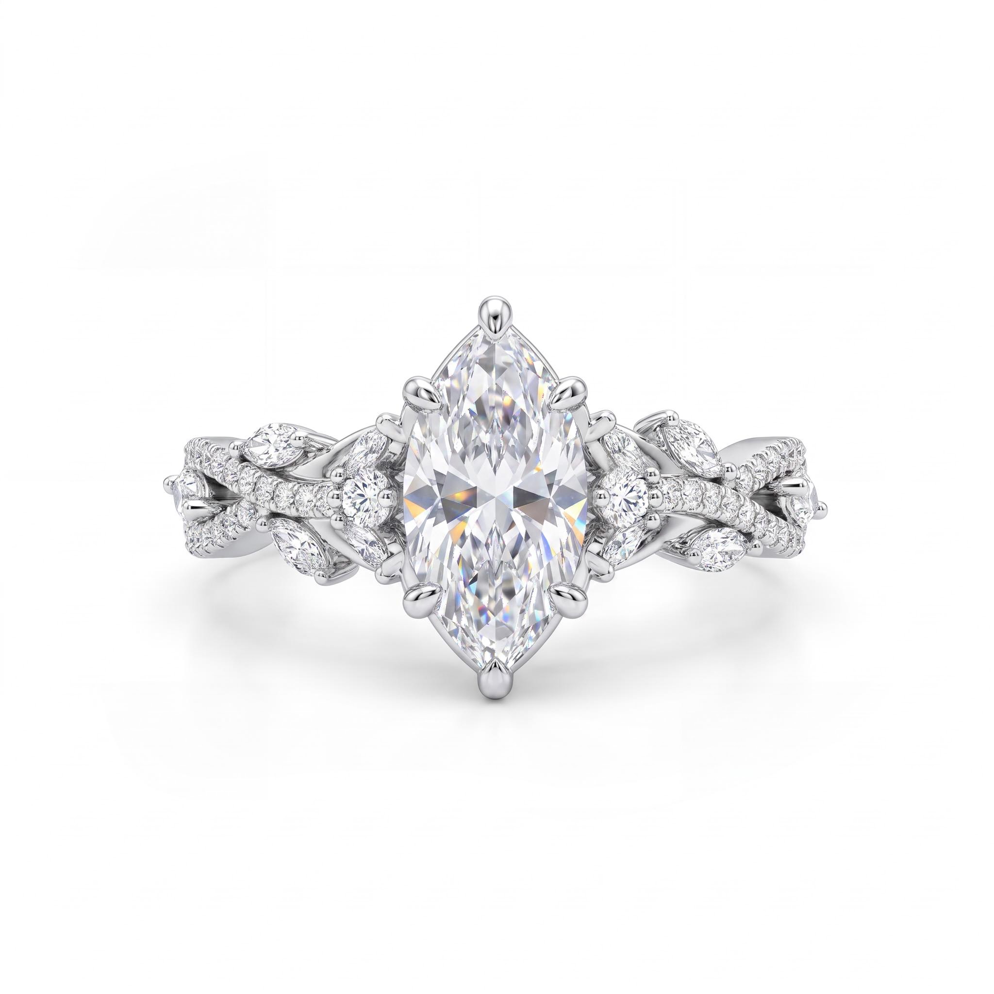 2.94ct. tw. Marquise Cut VVS Moissanite Pave Engagement Ring 2.94ct. tw. Marquise Cut VVS Moissanite Pave Engagement Ring