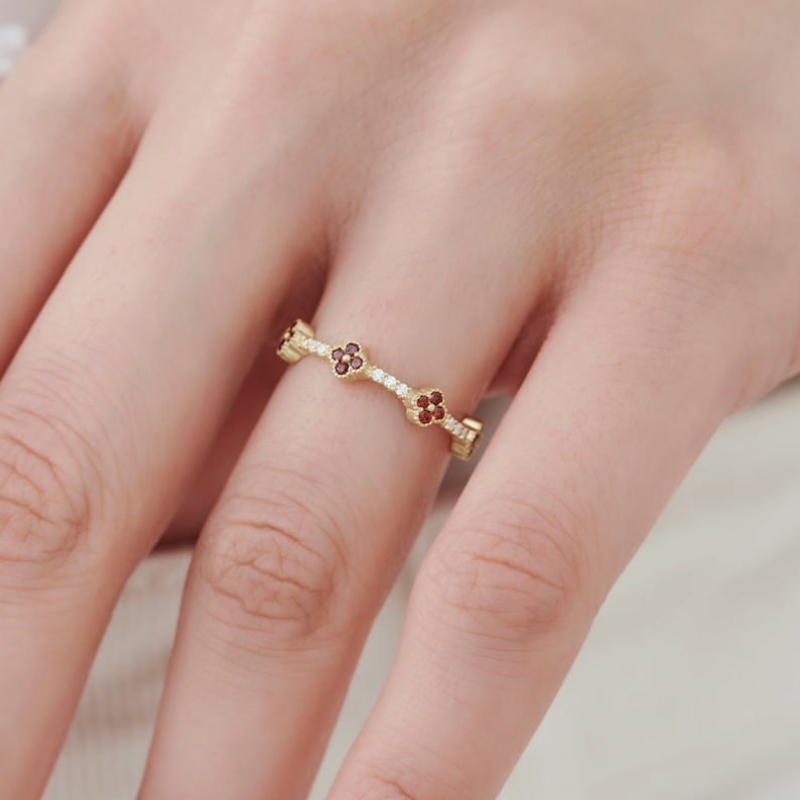 Four-Leaf Clover Pave Diamond Engagement Ring