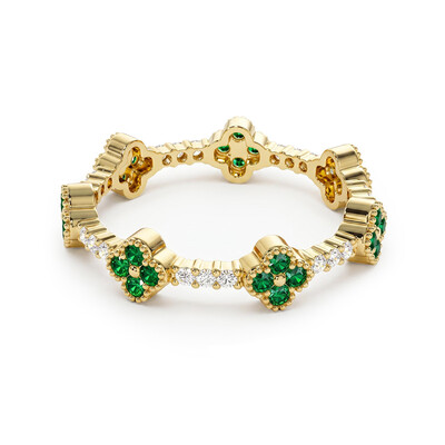 Four-Leaf Clover Pave Diamond Wedding Band