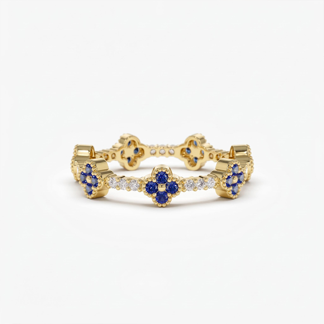 Four-Leaf Clover Pave Diamond Wedding Band Four-Leaf Clover Pave Diamond Wedding Band