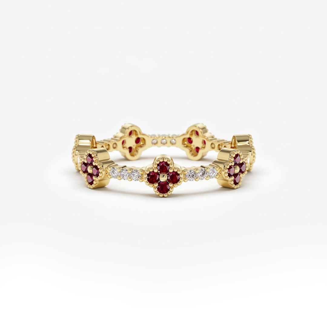 Four-Leaf Clover Pave Diamond Wedding Band Four-Leaf Clover Pave Diamond Wedding Band