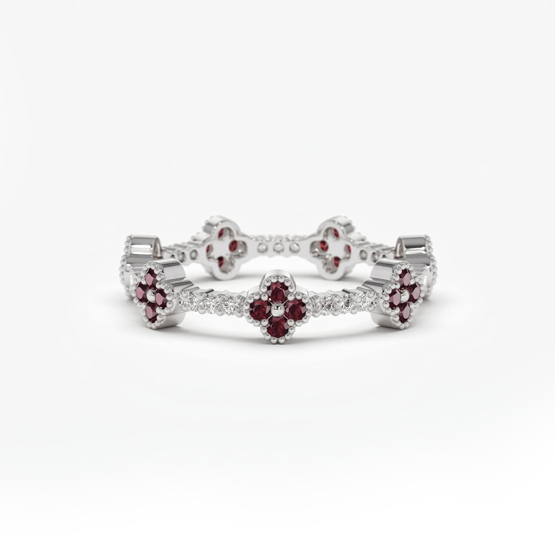 Four-Leaf Clover Pave Diamond Wedding Band Four-Leaf Clover Pave Diamond Wedding Band