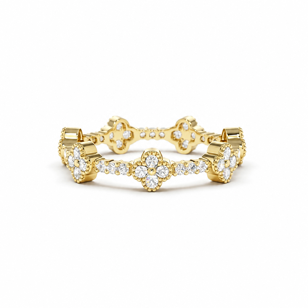 Four-Leaf Clover Pave Diamond Wedding Band Four-Leaf Clover Pave Diamond Wedding Band