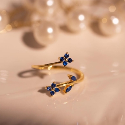 Personalized Birthstone Floral Ring