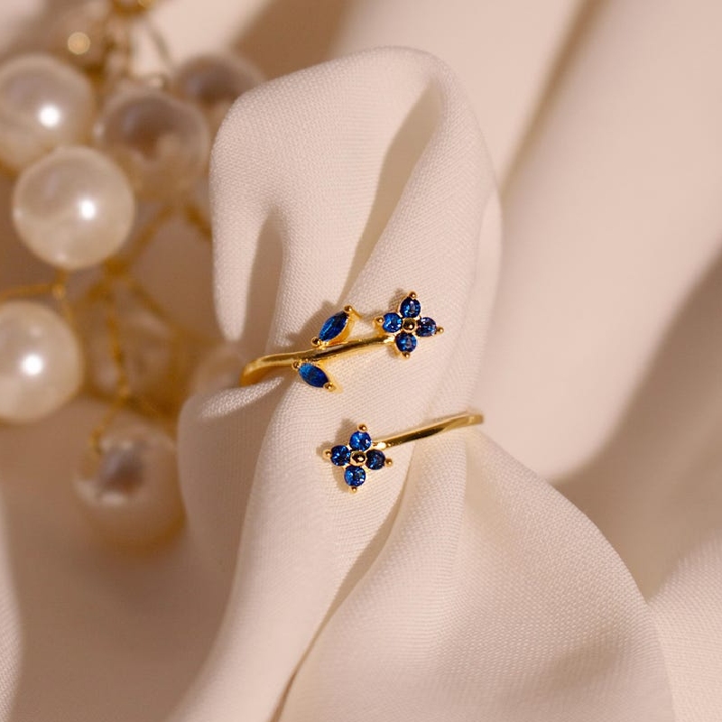 Personalized Birthstone Floral Ring