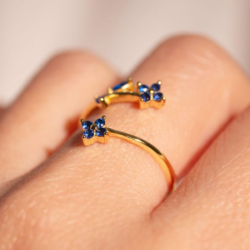 Personalized Birthstone Floral Ring