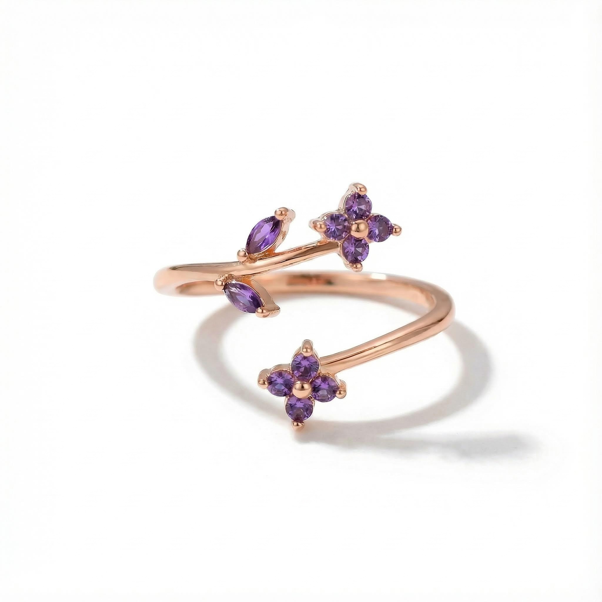 Personalized Birthstone Floral Ring Personalized Birthstone Floral Ring