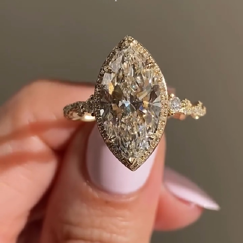 4.66CT Marquise Cut VVS Moissanite Twist Engagement Ring