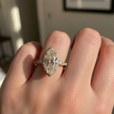 4.66CT Marquise Cut VVS Moissanite Twist Engagement Ring