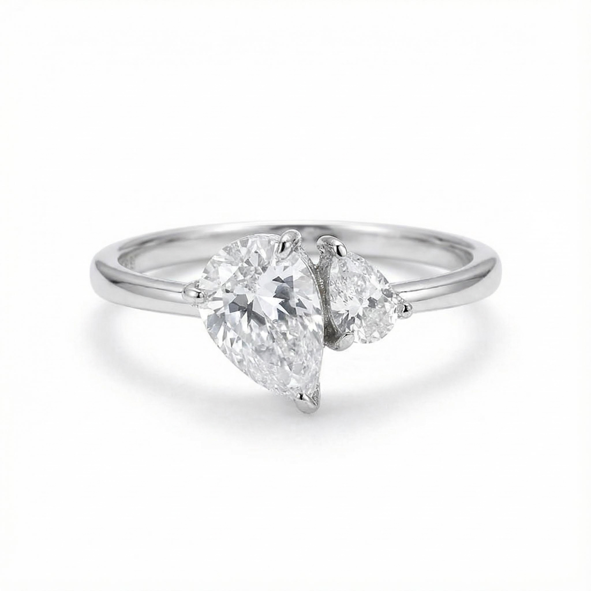S925 Silver Double Pear Cut Engagement Ring S925 Silver Double Pear Cut Engagement Ring